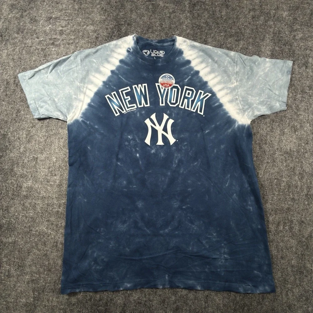 Liquid Blue New York Yankees Tie Dye T Shirt Adult L MLB Baseball Blue NWOT